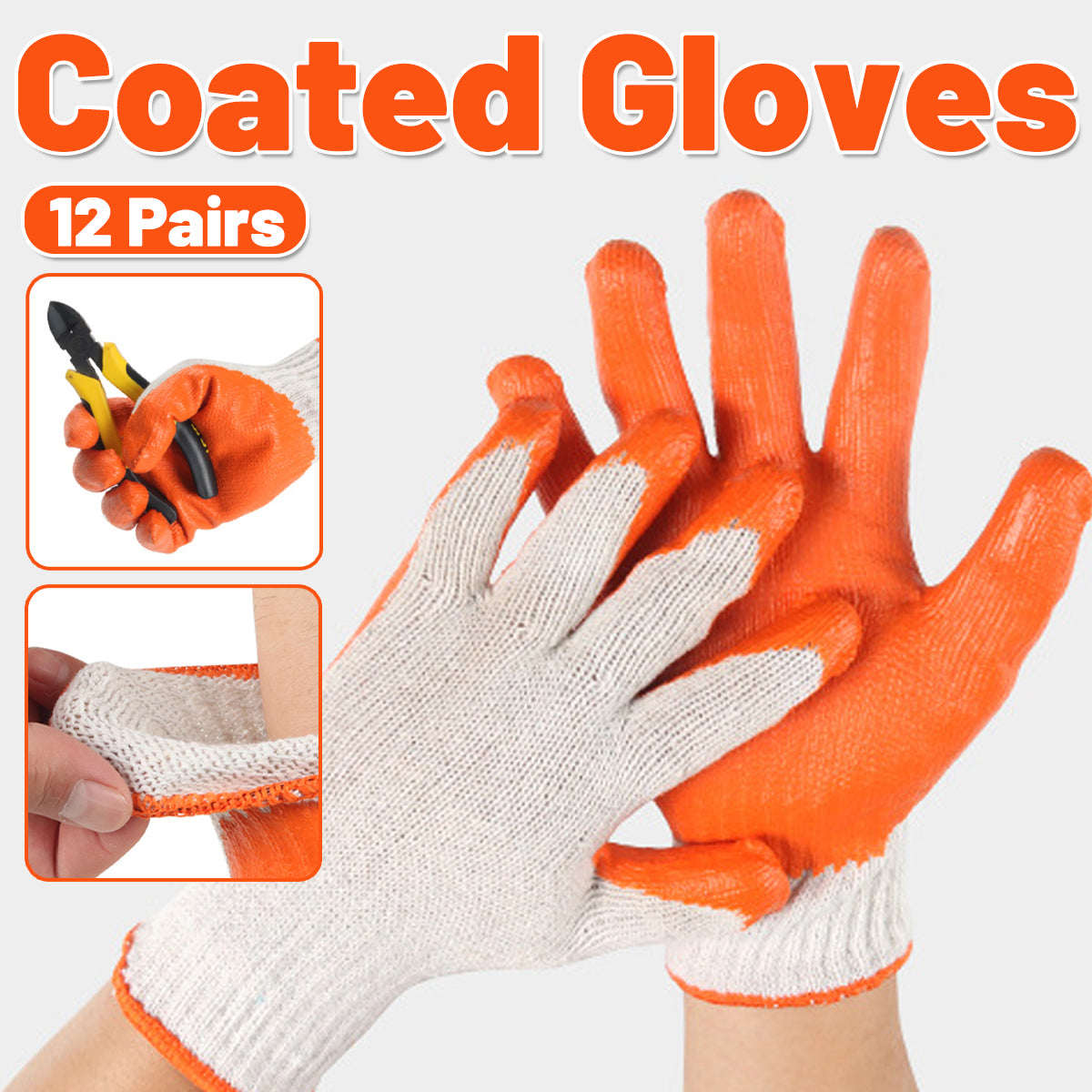 12 Pairs Latex Coated Anti Slip Work Gloves Wear Resistant