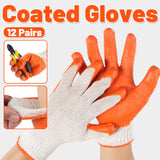 12 Pairs Latex Coated Anti Slip Work Gloves Wear Resistant