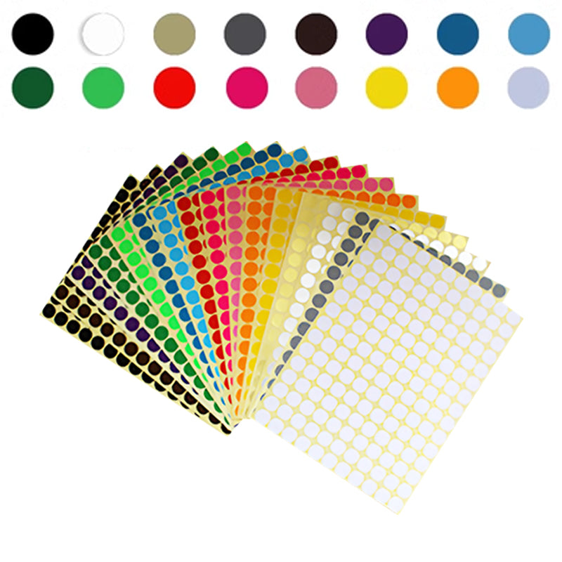 Round Coloured Dot Stickers 8mm–50mm Adhesive Label Set