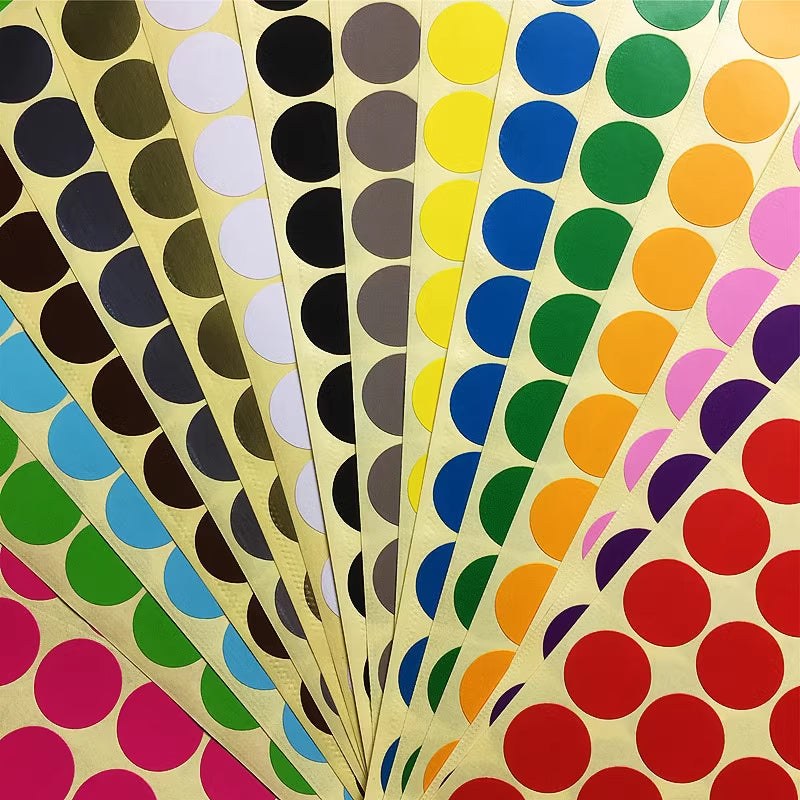 Round Coloured Dot Stickers 8mm–50mm Adhesive Label Set