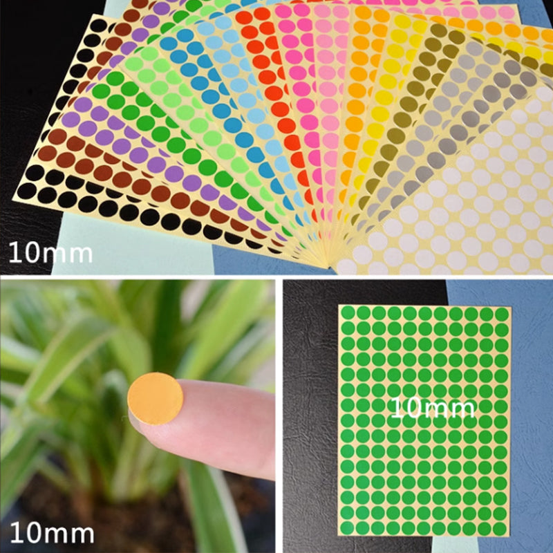 Round Coloured Dot Stickers 8mm–50mm Adhesive Label Set