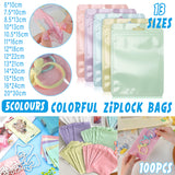 100pcs Macaron Colour Zip Lock Bags Transparent Storage Pouches