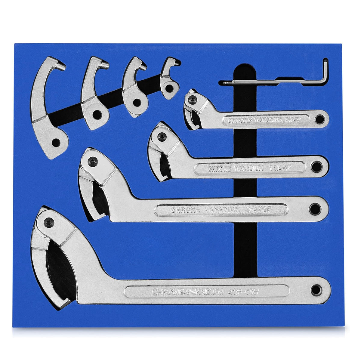 Adjustable 9-Piece C-Shaped Pin Spanner Wrench Set for Bearing Nuts