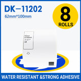8 Rolls Brother DK-11202 White Labels 62x100mm Compatible