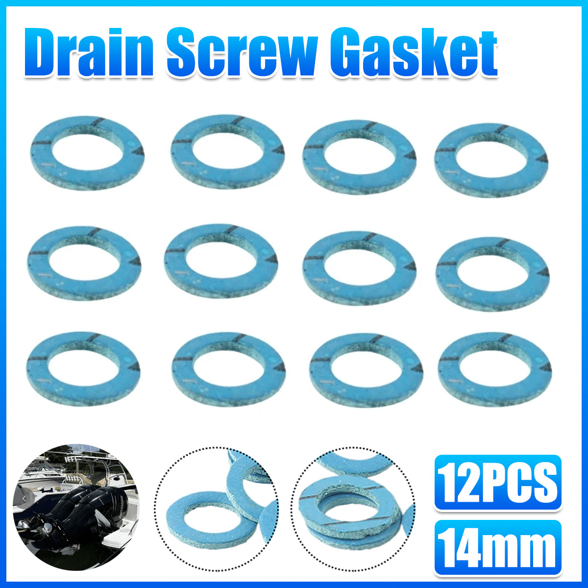 Marine Drain Screw Gasket Seal Set 12pcs