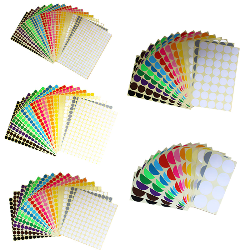 Round Coloured Dot Stickers 8mm–50mm Adhesive Label Set