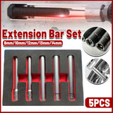 5-Piece Socket Extension Bar Set for Ratchet Wrenches 8–14 mm
