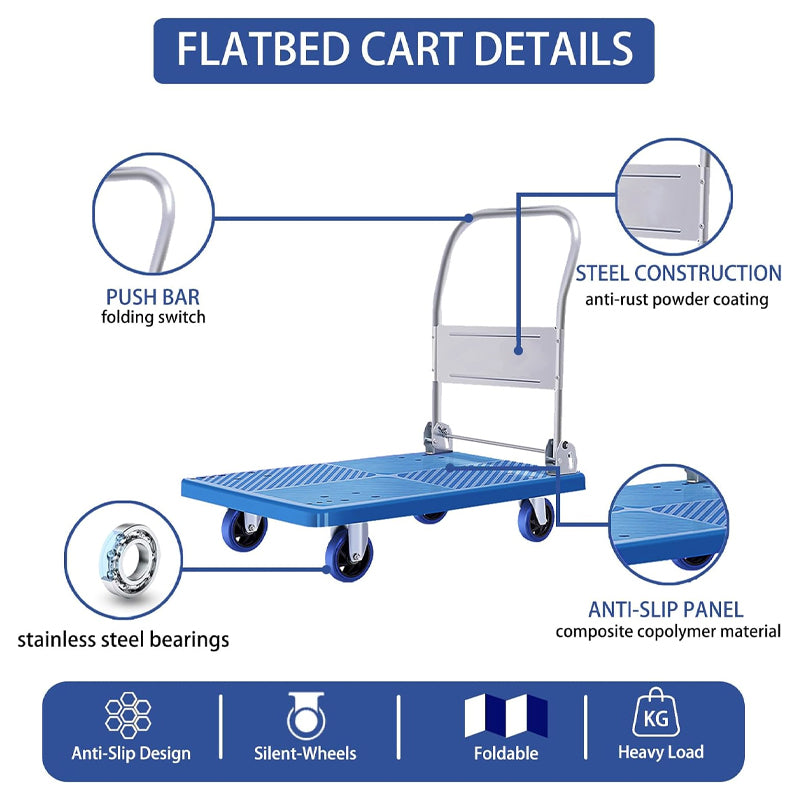 Foldable Platform Trolley Hand Truck Industrial 150KG