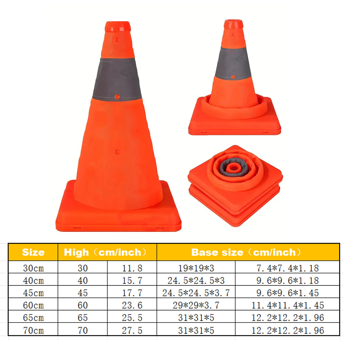Folding Reflective Road Warning Cone Expandable Safety Barrier