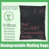 50PCS Eco-Friendly Grey Garment Postal Mailing Bags 5 Sizes