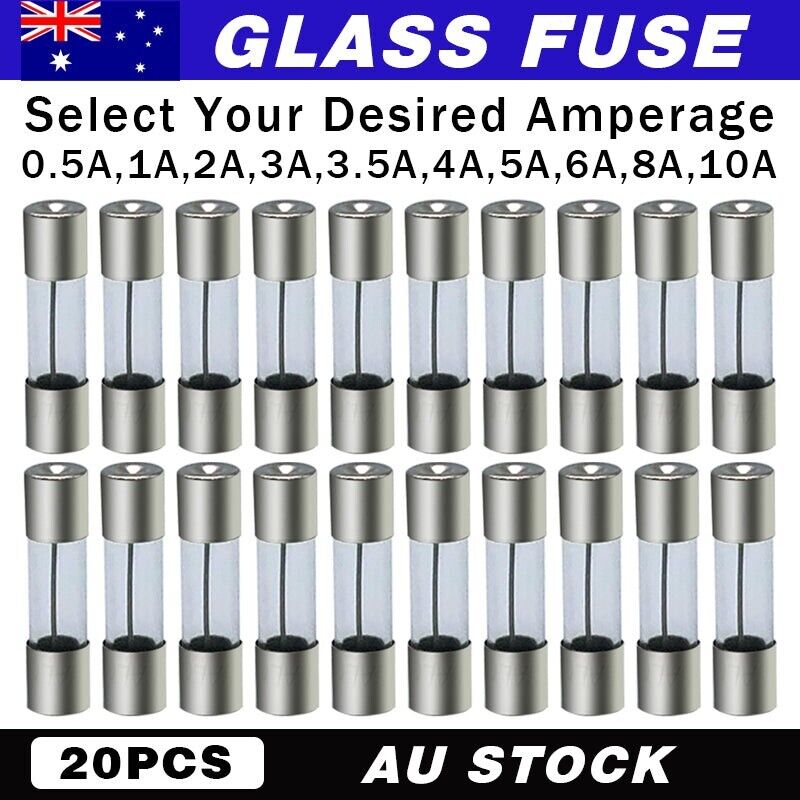 20Pcs M205 Glass Fuse 5mm x 20mm Fast Blow 250V Select 0.5A to 10A