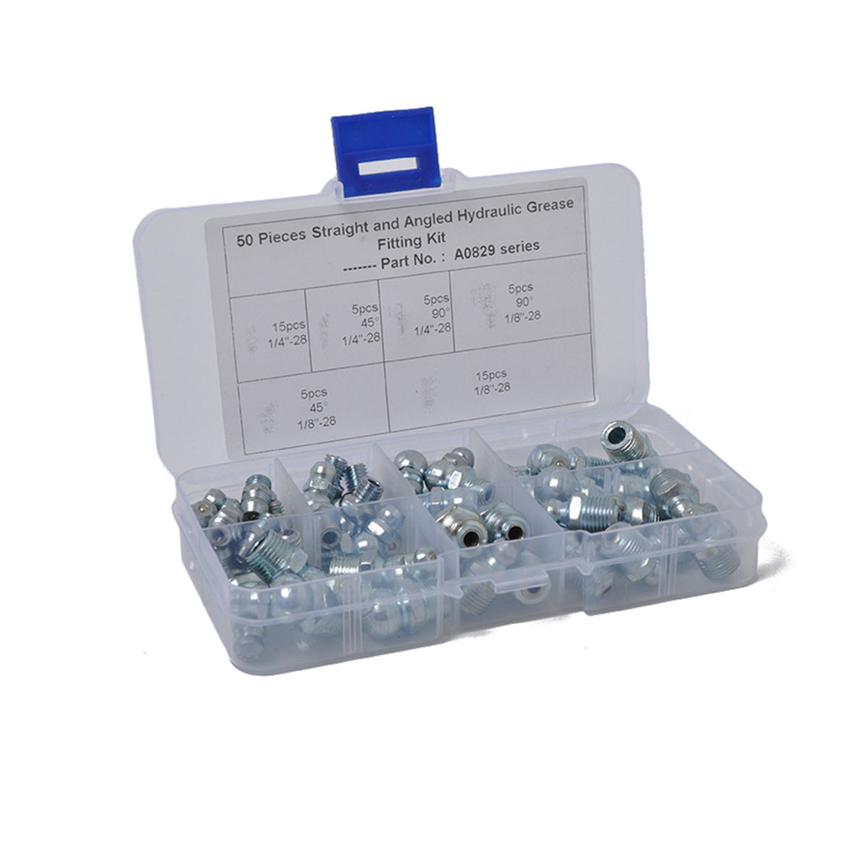 50PCS Hydraulic Grease Zerk Fittings Assortment Lubrication Kit
