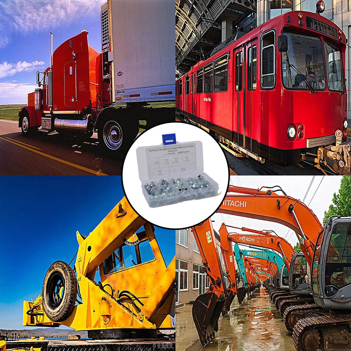 50PCS Hydraulic Grease Zerk Fittings Assortment Lubrication Kit