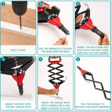 Folding Rivet Gun Tool Kit with 5 Nozzles for Metal Wood Plastic Repairs