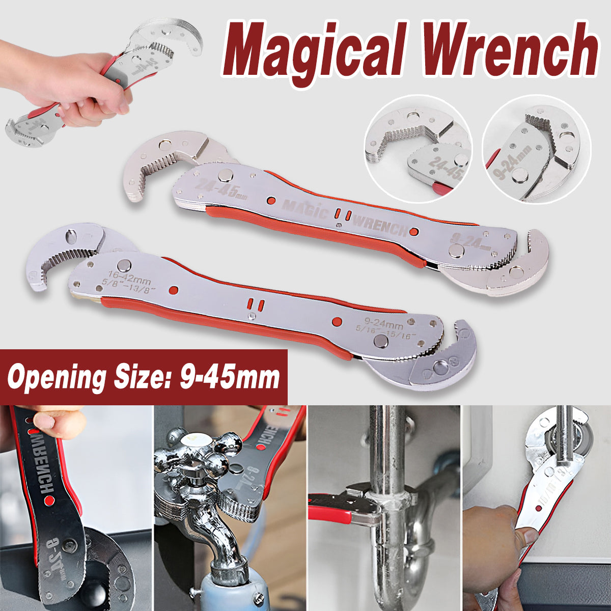 9-45mm Adjustable Magic Wrench Multifunction Quick Grip Universal Spanner