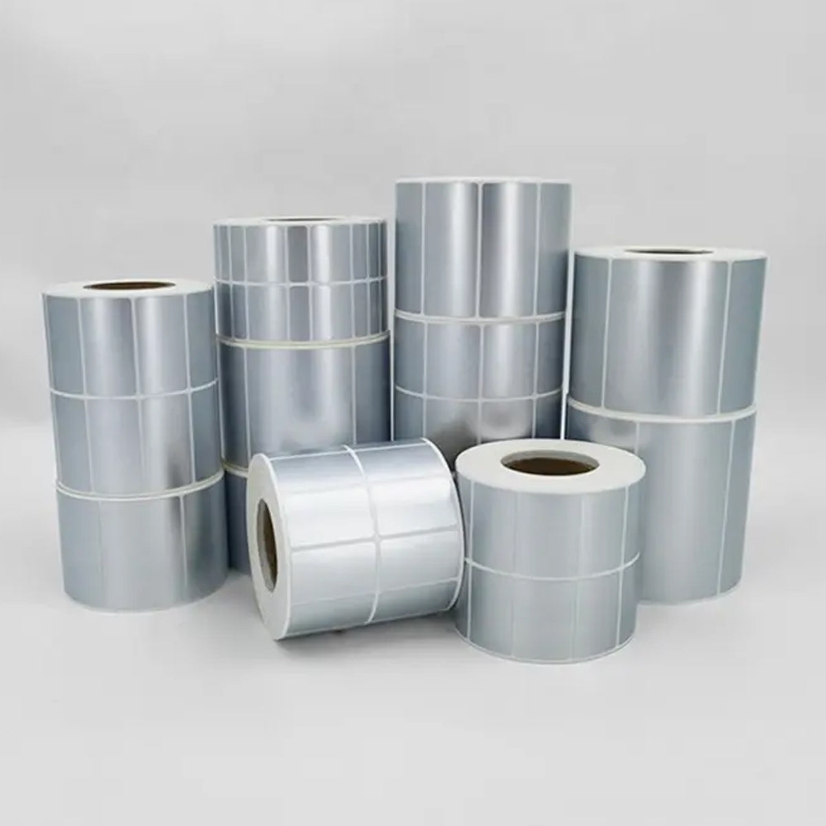 Silver PET Thermal Transfer Labels Waterproof Self Adhesive Sticker Roll