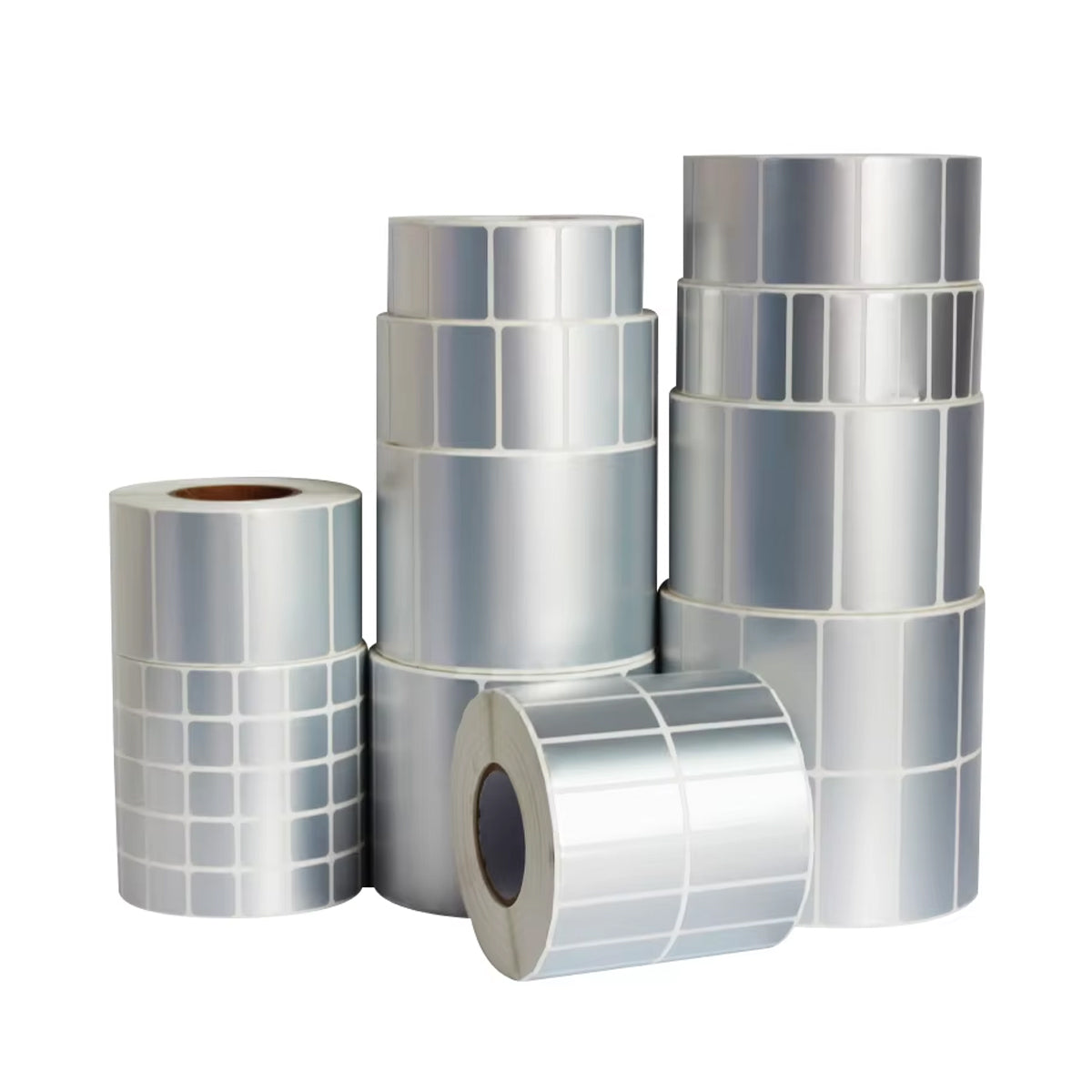 Silver PET Thermal Transfer Labels Waterproof Self Adhesive Sticker Roll