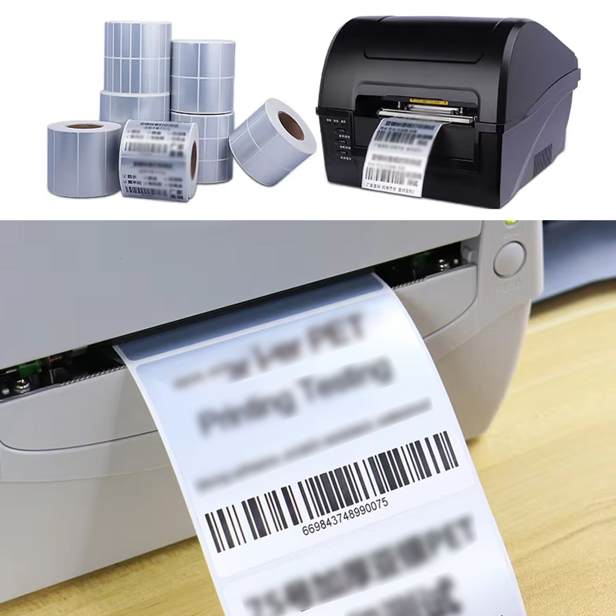 Silver PET Thermal Transfer Labels Waterproof Self Adhesive Sticker Roll