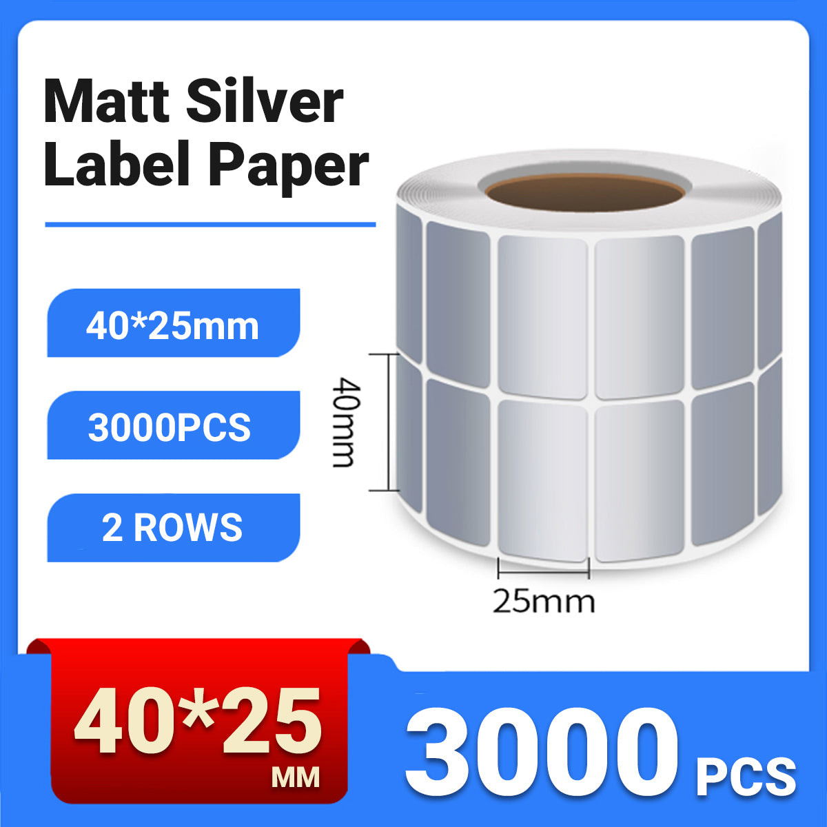 Silver PET Thermal Transfer Labels Waterproof Self Adhesive Sticker Roll