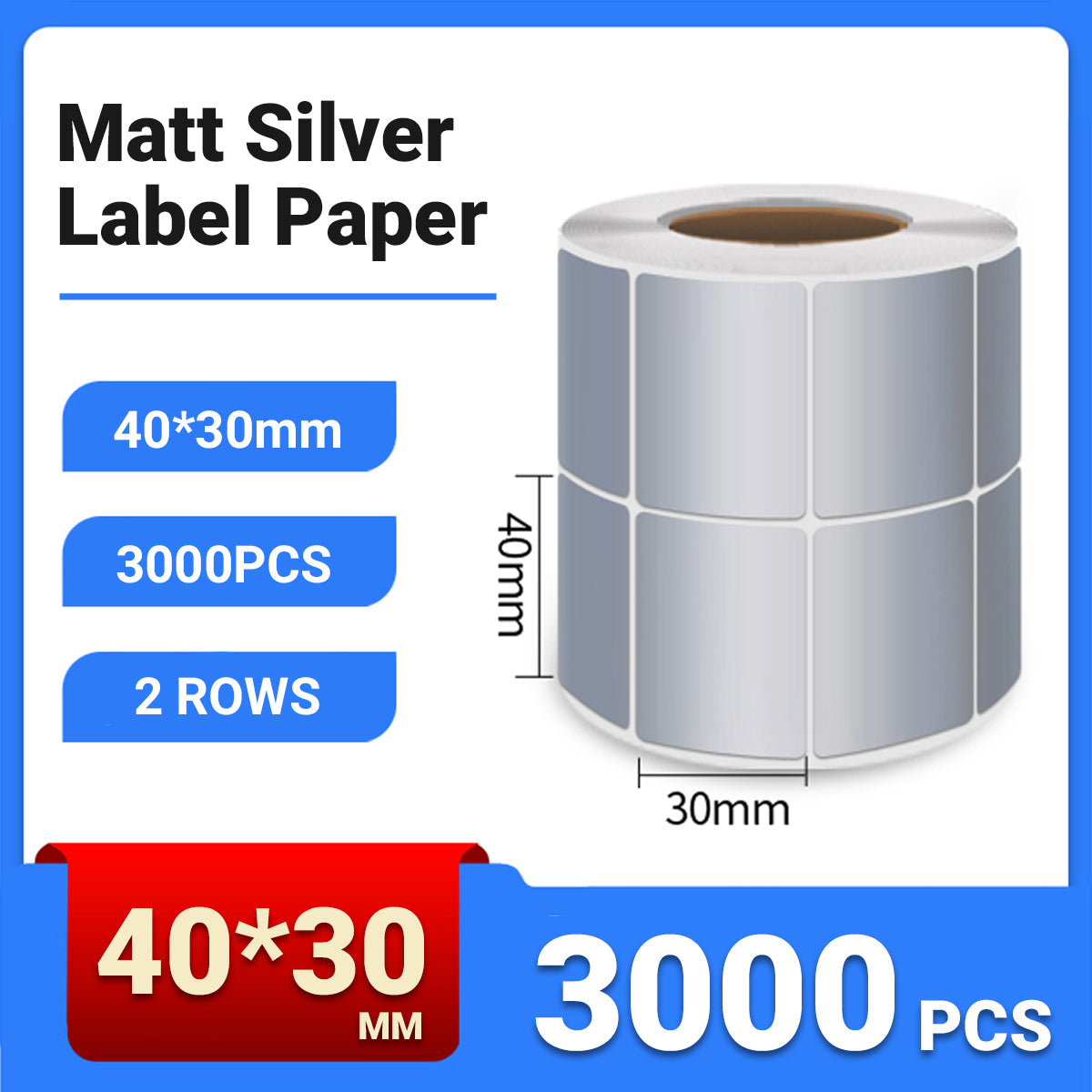 Silver PET Thermal Transfer Labels Waterproof Self Adhesive Sticker Roll