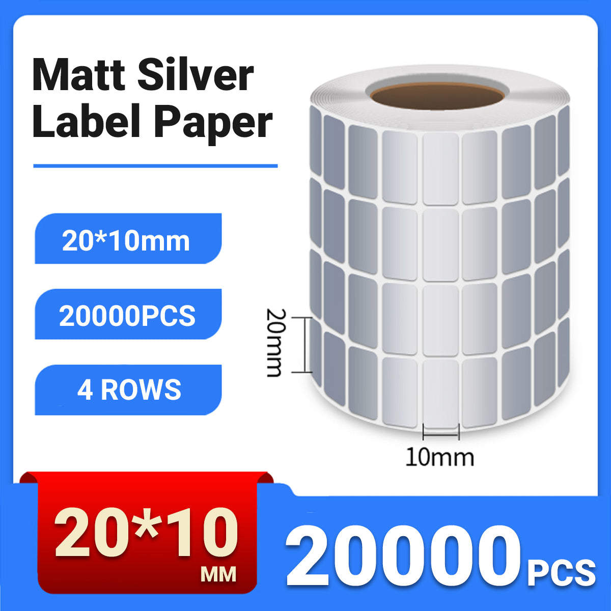 Silver PET Thermal Transfer Labels Waterproof Self Adhesive Sticker Roll