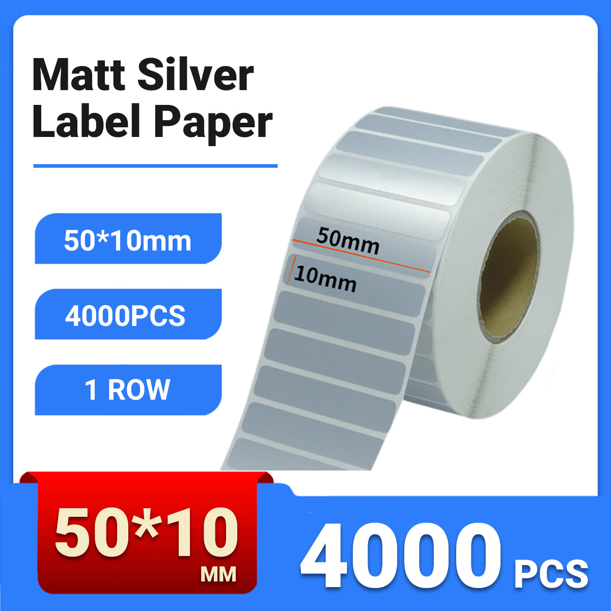 Silver PET Thermal Transfer Labels Waterproof Self Adhesive Sticker Roll