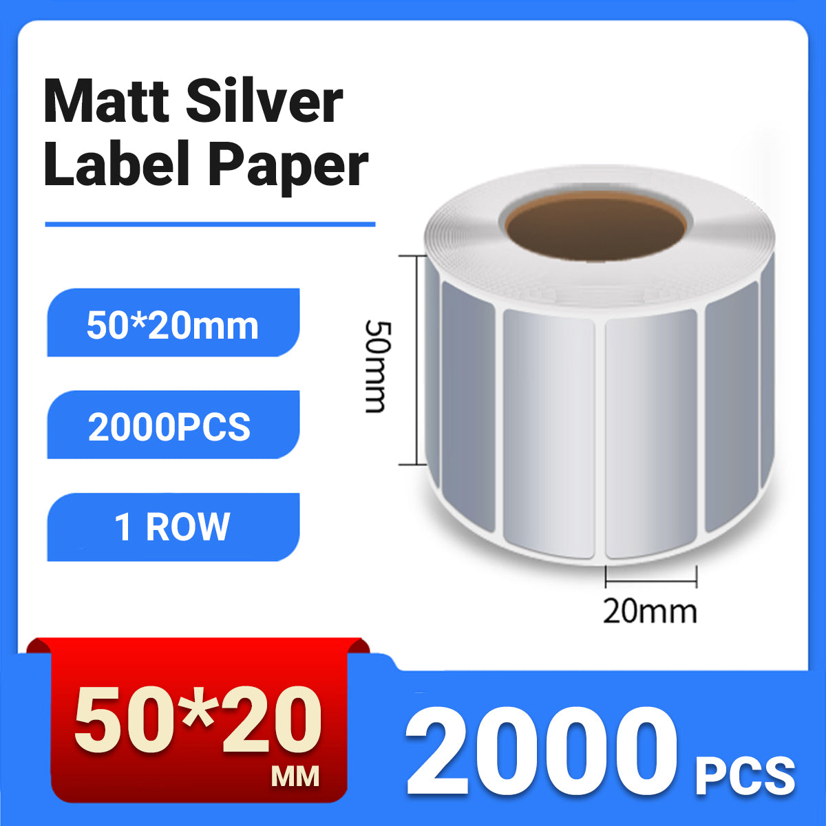 Silver PET Thermal Transfer Labels Waterproof Self Adhesive Sticker Roll