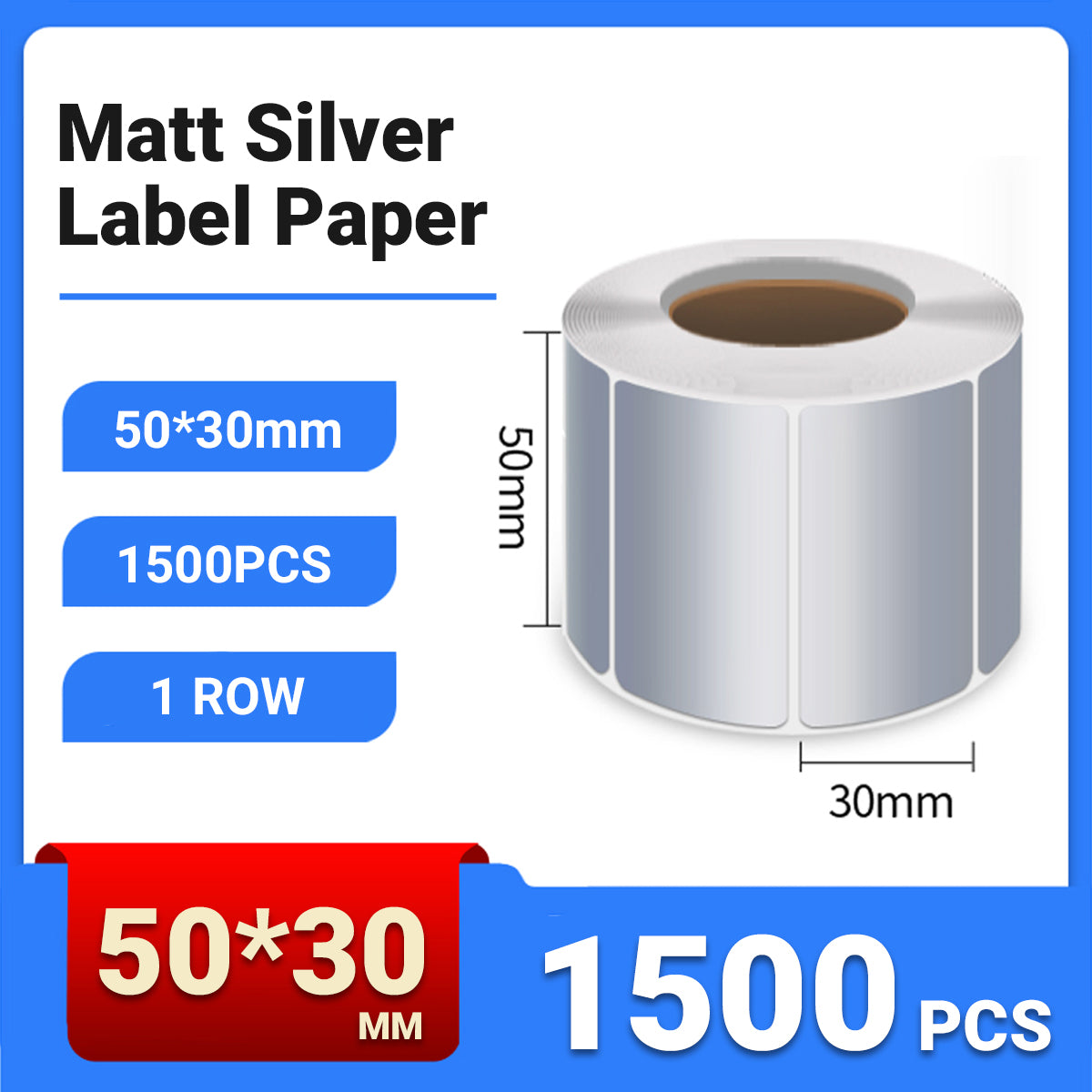 Silver PET Thermal Transfer Labels Waterproof Self Adhesive Sticker Roll