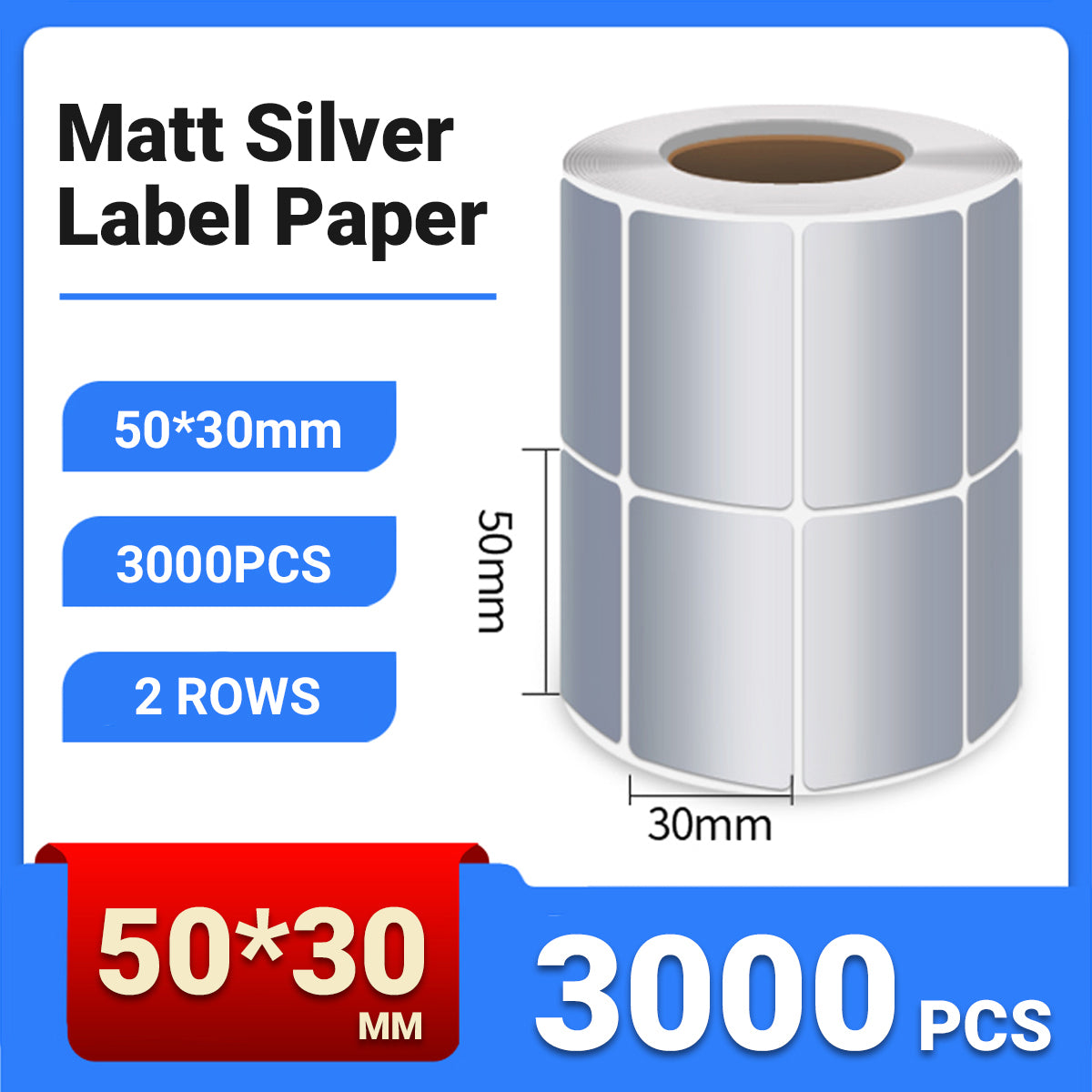 Silver PET Thermal Transfer Labels Waterproof Self Adhesive Sticker Roll
