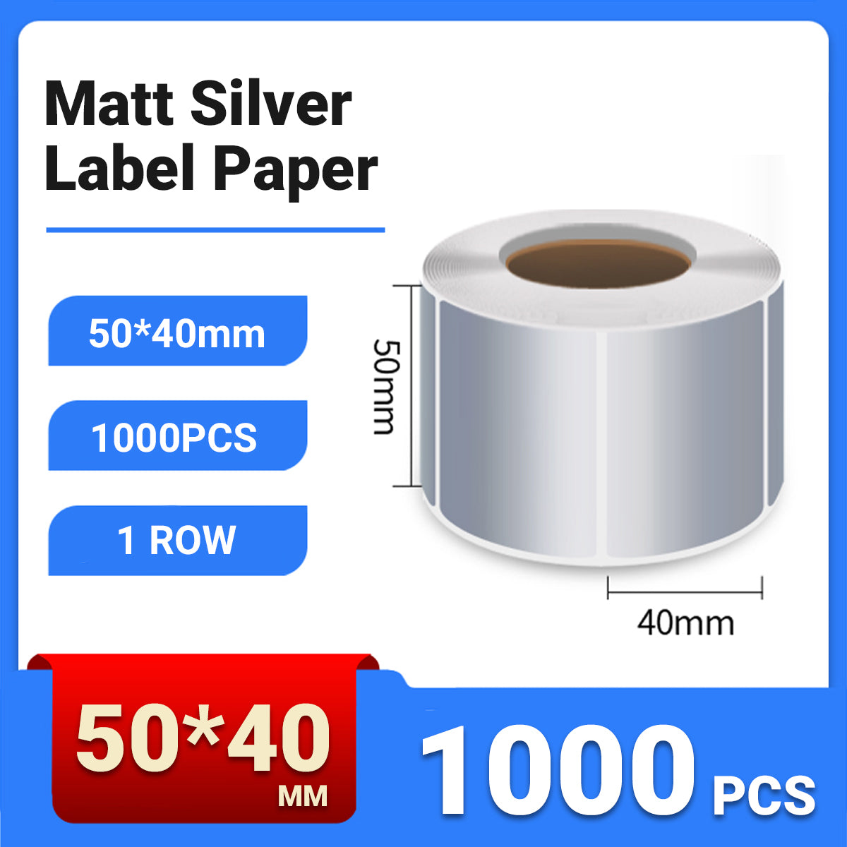 Silver PET Thermal Transfer Labels Waterproof Self Adhesive Sticker Roll