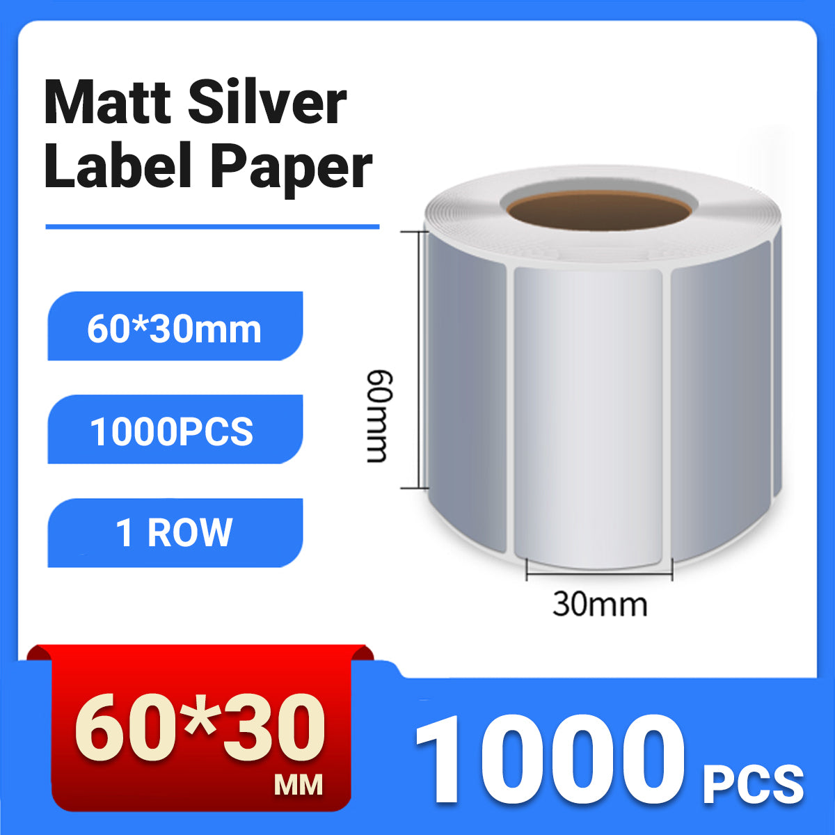 Silver PET Thermal Transfer Labels Waterproof Self Adhesive Sticker Roll