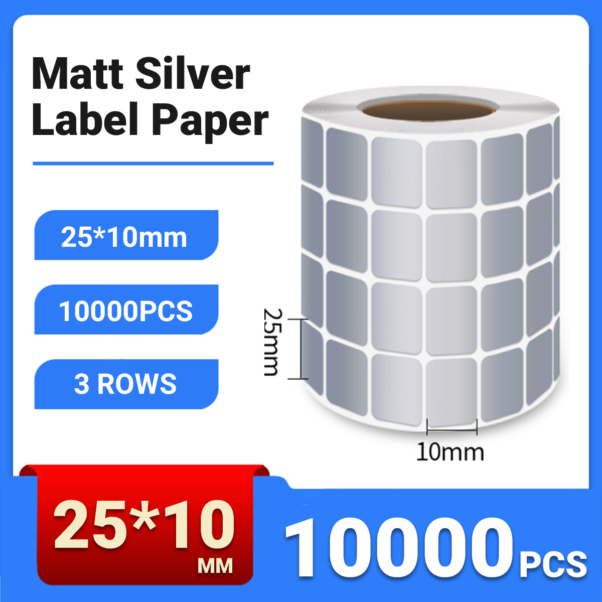 Silver PET Thermal Transfer Labels Waterproof Self Adhesive Sticker Roll