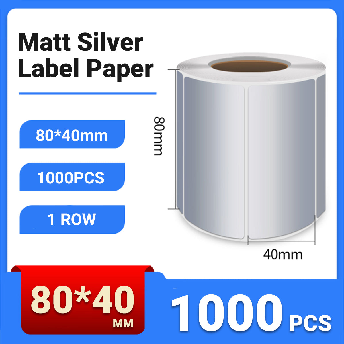 Silver PET Thermal Transfer Labels Waterproof Self Adhesive Sticker Roll