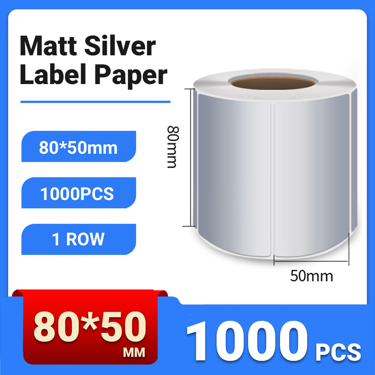 Silver PET Thermal Transfer Labels Waterproof Self Adhesive Sticker Roll