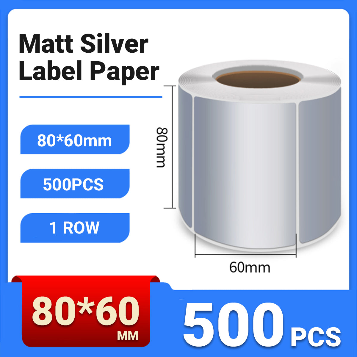 Silver PET Thermal Transfer Labels Waterproof Self Adhesive Sticker Roll