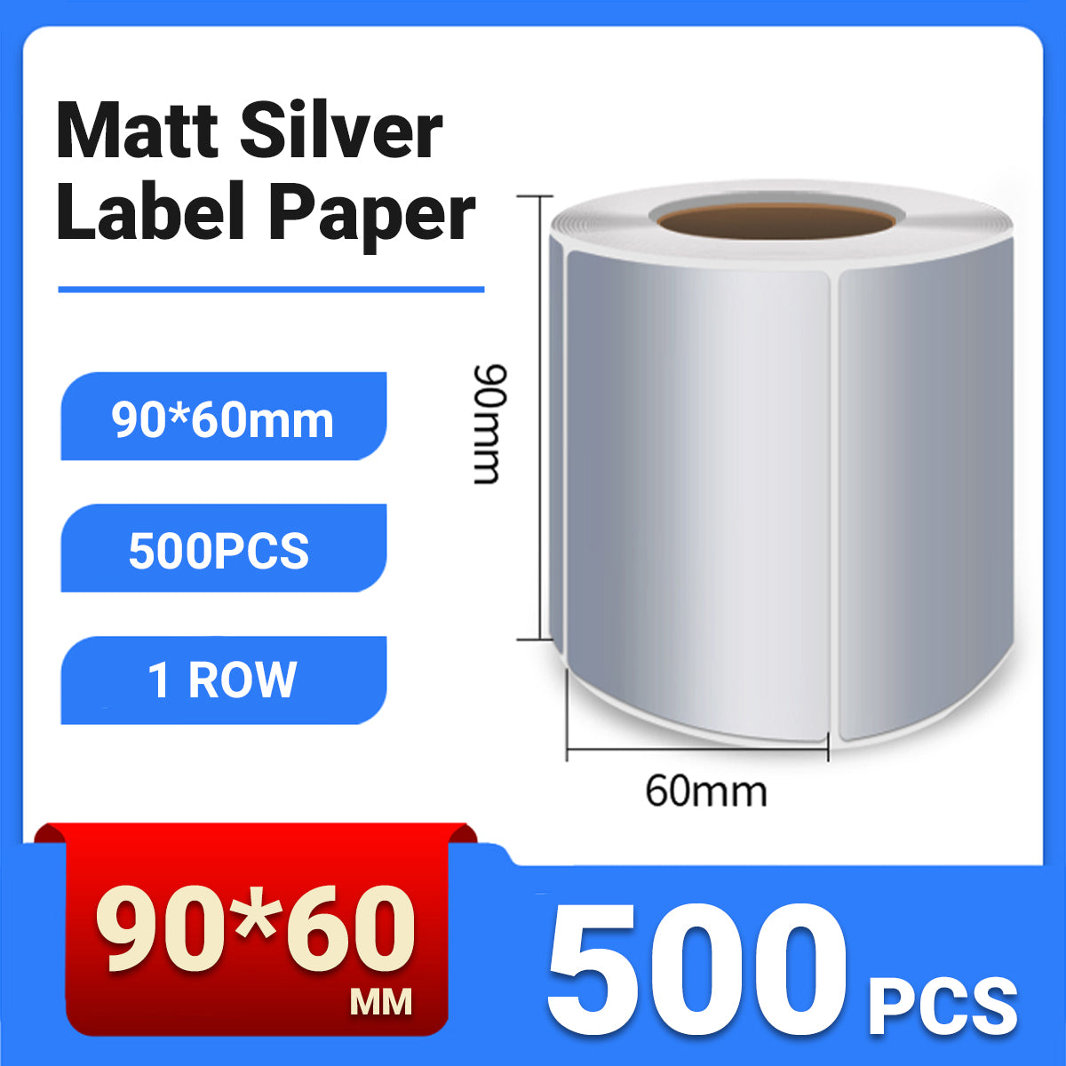 Silver PET Thermal Transfer Labels Waterproof Self Adhesive Sticker Roll