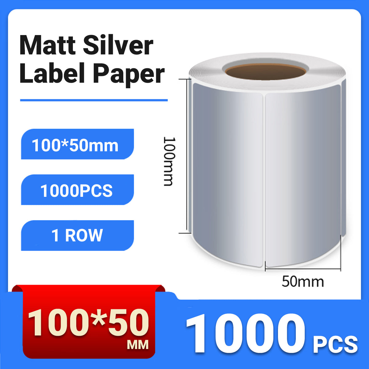 Silver PET Thermal Transfer Labels Waterproof Self Adhesive Sticker Roll