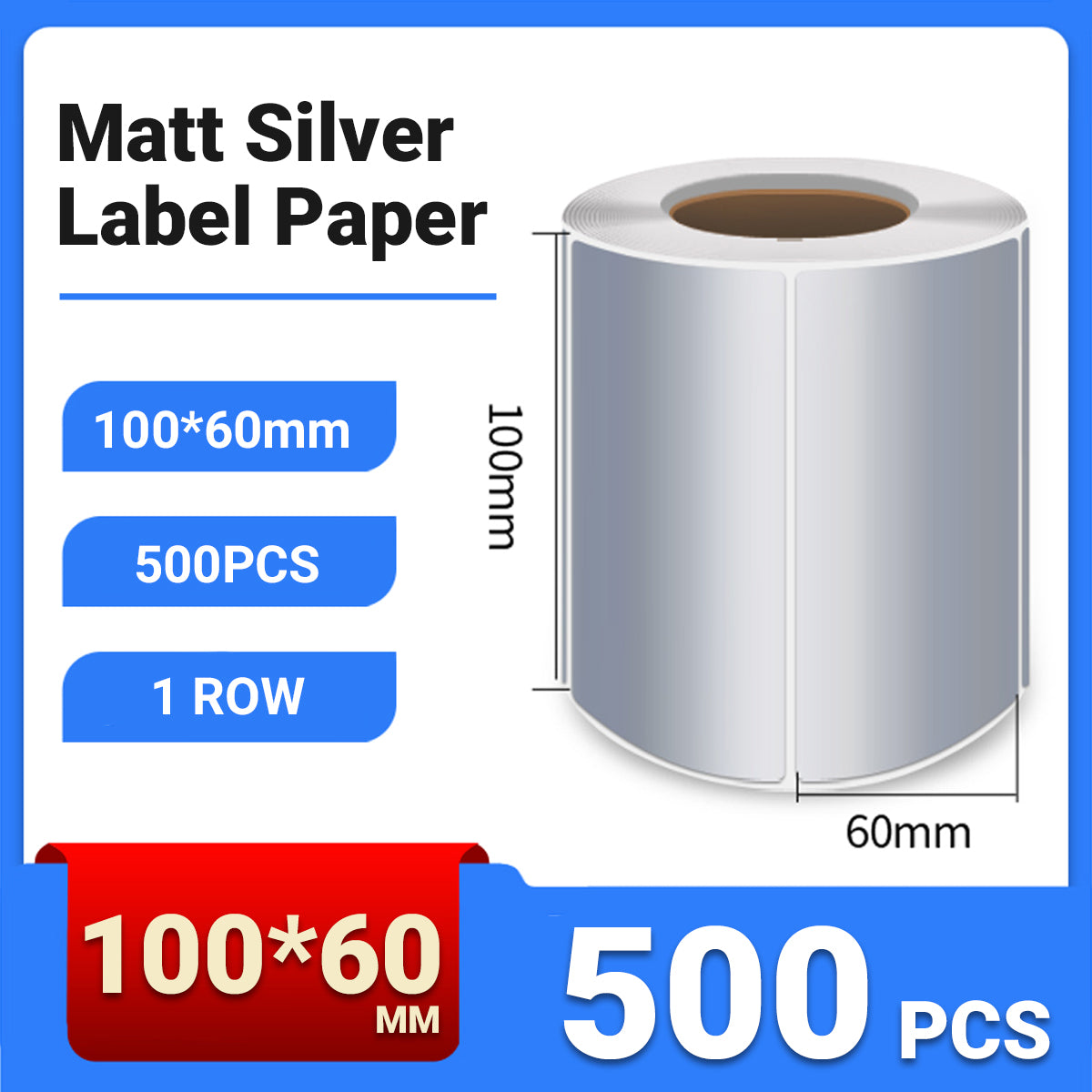 Silver PET Thermal Transfer Labels Waterproof Self Adhesive Sticker Roll