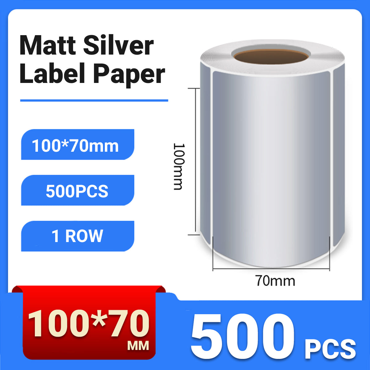 Silver PET Thermal Transfer Labels Waterproof Self Adhesive Sticker Roll