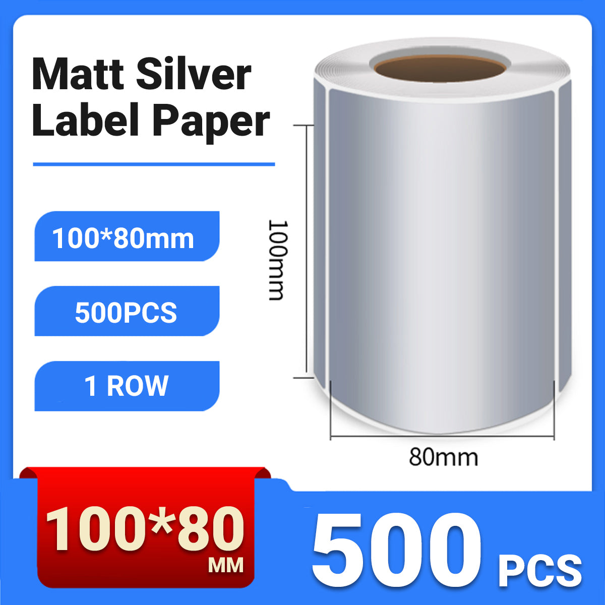 Silver PET Thermal Transfer Labels Waterproof Self Adhesive Sticker Roll