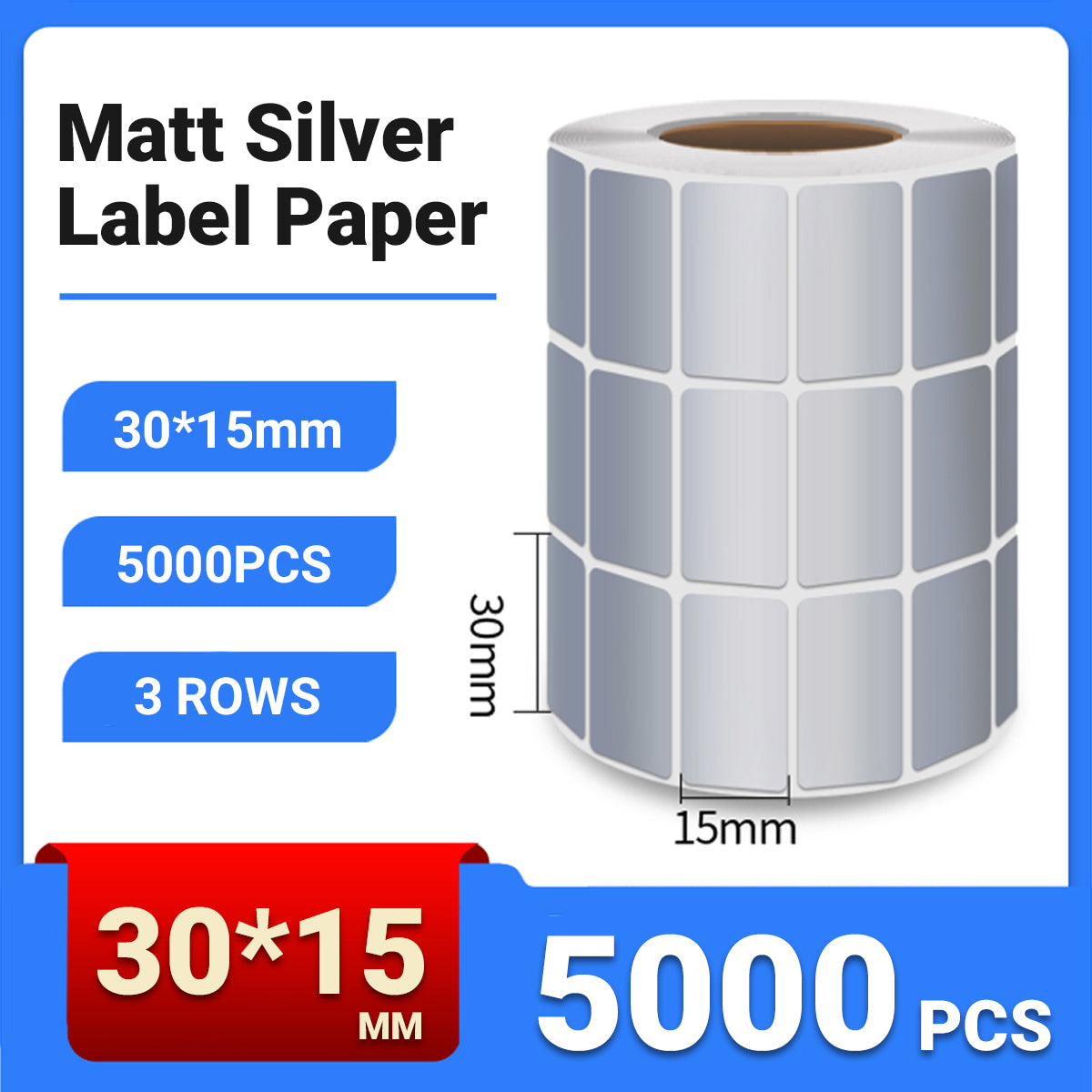 Silver PET Thermal Transfer Labels Waterproof Self Adhesive Sticker Roll