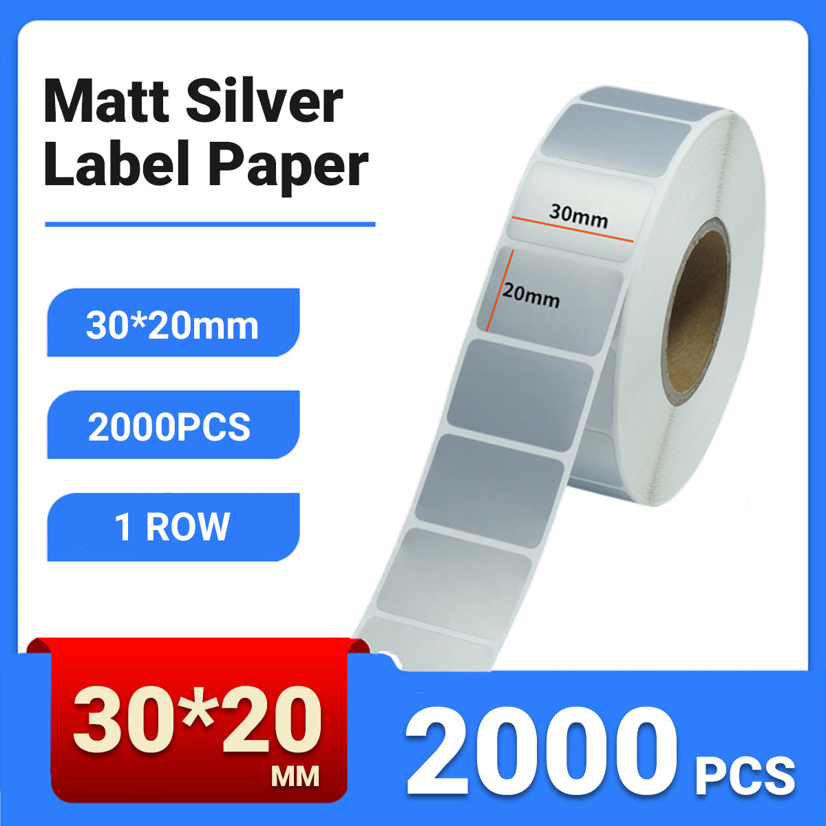 Silver PET Thermal Transfer Labels Waterproof Self Adhesive Sticker Roll