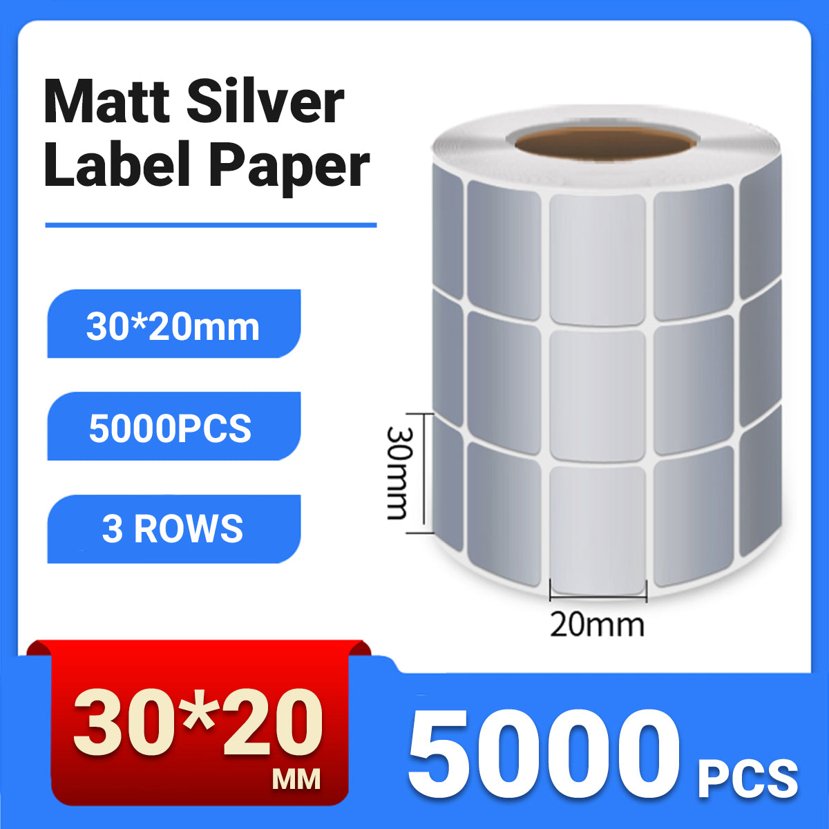 Silver PET Thermal Transfer Labels Waterproof Self Adhesive Sticker Roll