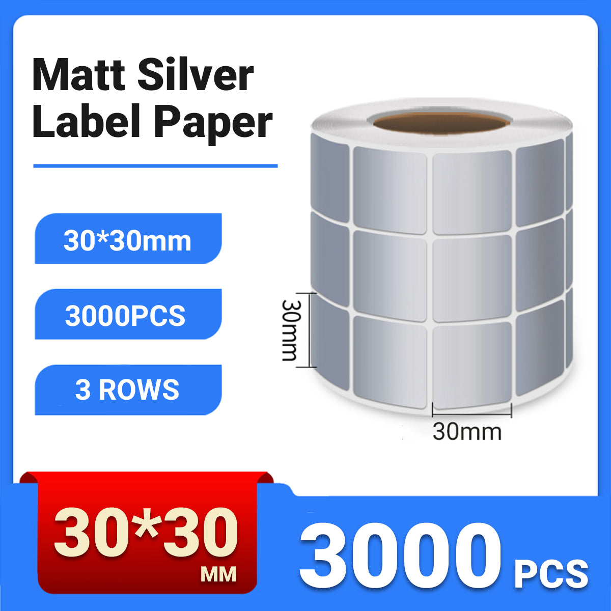 Silver PET Thermal Transfer Labels Waterproof Self Adhesive Sticker Roll