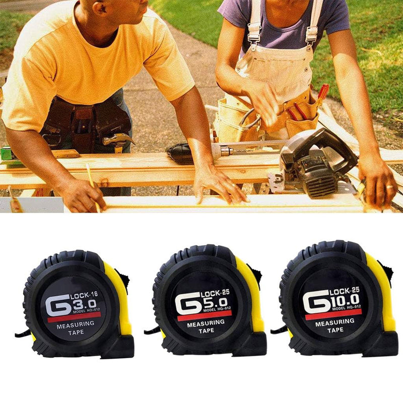 Steel Measuring Tape with Rubber Grip Dual-Sided Metric Inch 3/5/10m