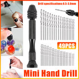 Mini Hand Drill Vise Twist Bits Woodworking Precision 49PCS Set