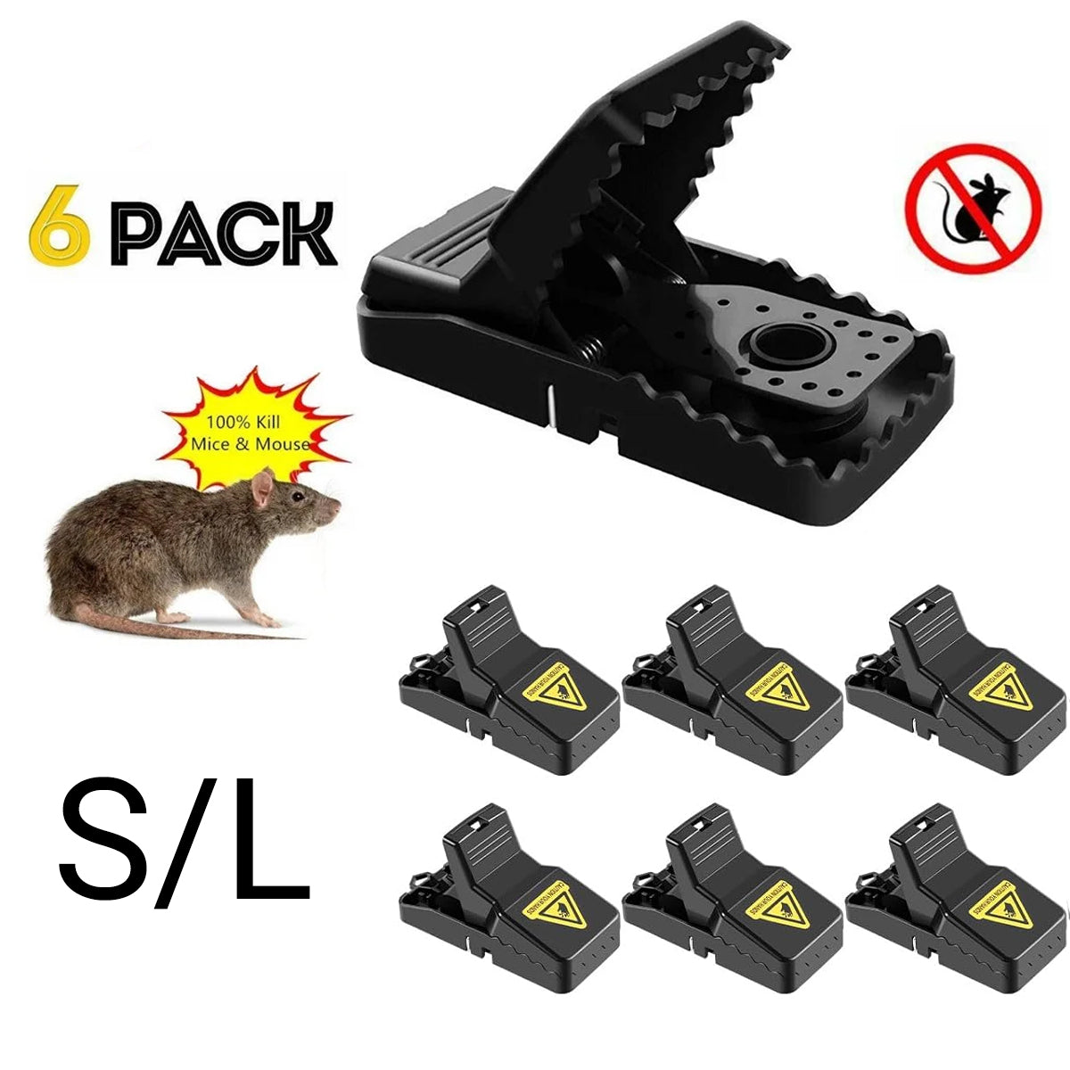 6pcs Reusable Snap Rat Traps Automatic Mouse Catcher Home Control