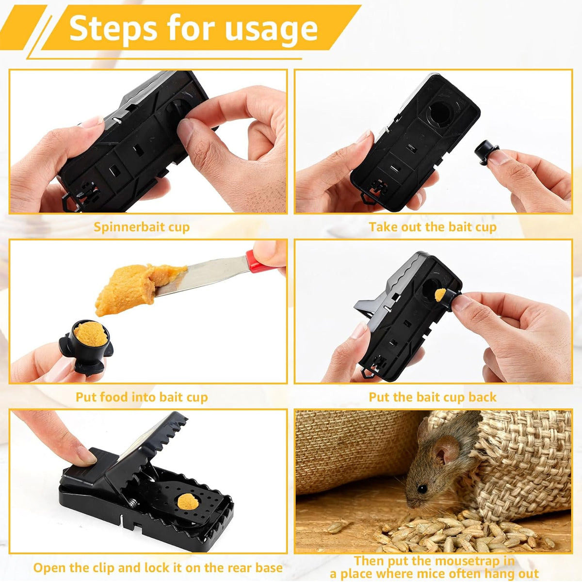 6pcs Reusable Snap Rat Traps Automatic Mouse Catcher Home Control