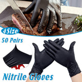 50Pairs Black Nitrile Gloves for Hairdresser Mechanic Chemical Use