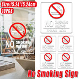 No Smoking Sign Waterproof Removable Safety Sticker Label 10pcs